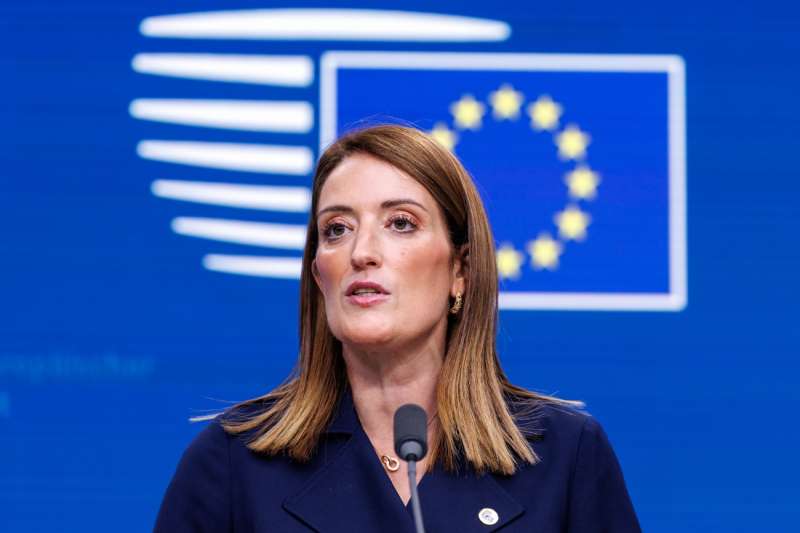 La presidenta del Parlamento Europeo, Roberta Metsola. EFE/EPA/OLIVIER MATTHYS
