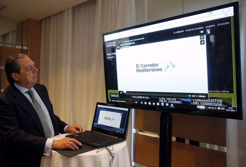 El presidente de la Asociación Valenciana de Empresarios (AVE), Vicente Boluda, durante la presentación de la plataforma elcorredormediterraneo.com. EFE/Kai Försterling/Archivo
