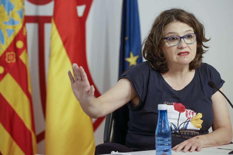 La vicepresidenta de la Generalitat, MÃ³nica Oltra, en la rueda de prensa posterior al pleno del Consell./EPDA